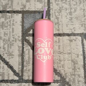 Pink Self Love Club Tumbler with Straw